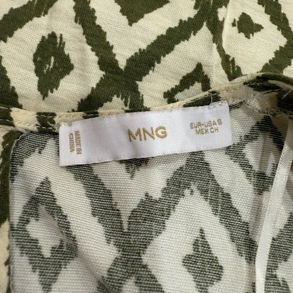 MNG - Mango Geometric Patterned Jumpsuit in Green and Cream Size Small - Picture 5 of 7